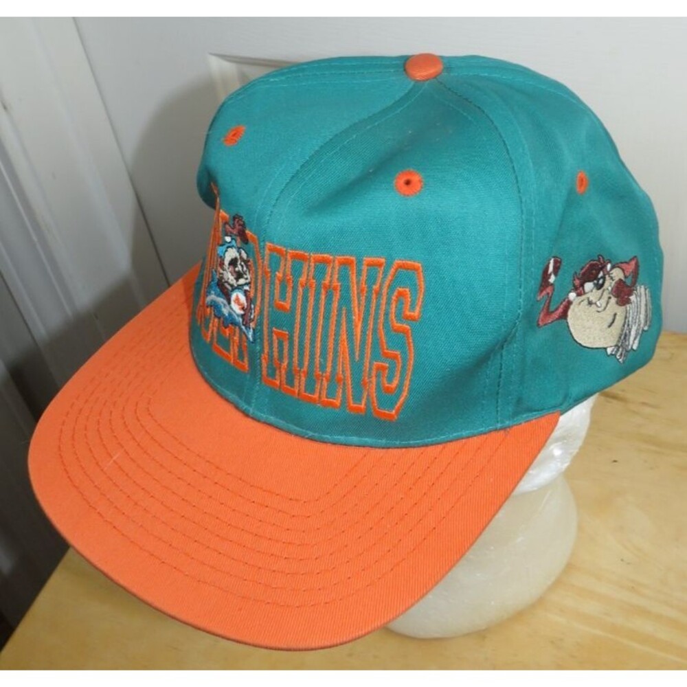 Vintage Miami Dolphins Fresh Caps Hat WB Looney Tunes Taz Solid Snapback 93 O/S